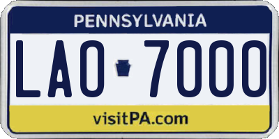 PA license plate LAO7000