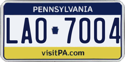 PA license plate LAO7004