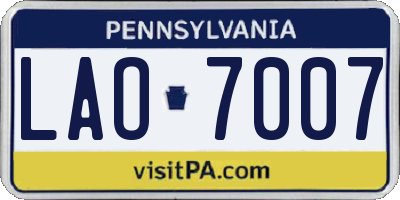 PA license plate LAO7007