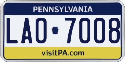 PA license plate LAO7008