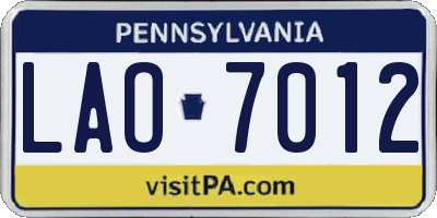 PA license plate LAO7012