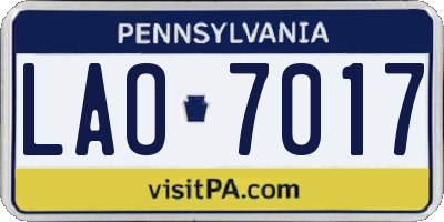 PA license plate LAO7017