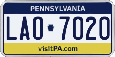 PA license plate LAO7020