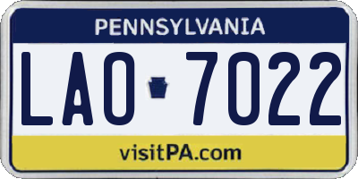PA license plate LAO7022