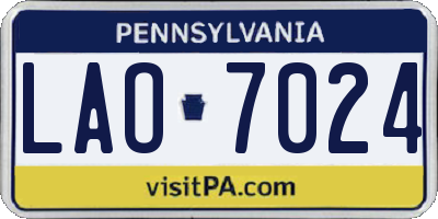 PA license plate LAO7024