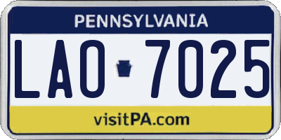 PA license plate LAO7025