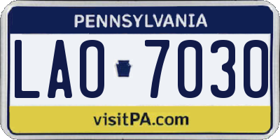 PA license plate LAO7030