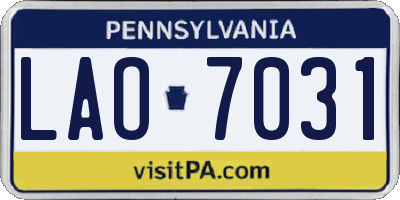 PA license plate LAO7031