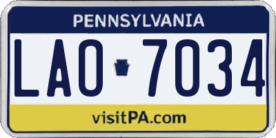 PA license plate LAO7034
