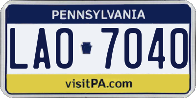 PA license plate LAO7040