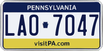 PA license plate LAO7047