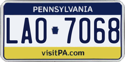 PA license plate LAO7068