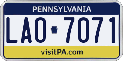 PA license plate LAO7071