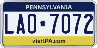 PA license plate LAO7072