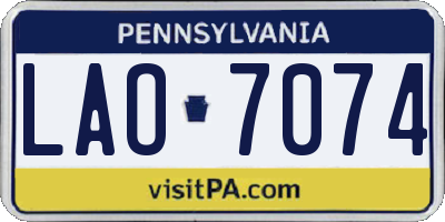 PA license plate LAO7074