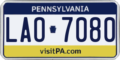 PA license plate LAO7080