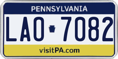 PA license plate LAO7082