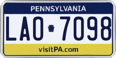 PA license plate LAO7098