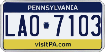 PA license plate LAO7103