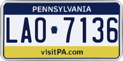 PA license plate LAO7136