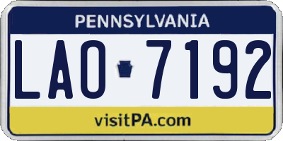 PA license plate LAO7192