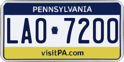 PA license plate LAO7200
