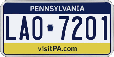 PA license plate LAO7201