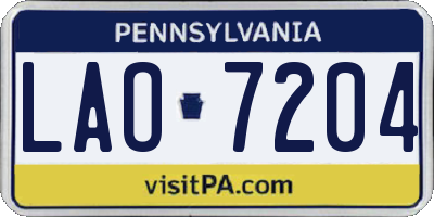 PA license plate LAO7204