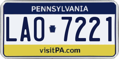 PA license plate LAO7221