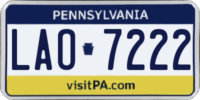 PA license plate LAO7222