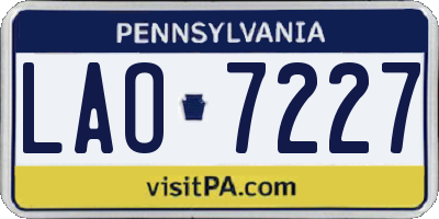 PA license plate LAO7227