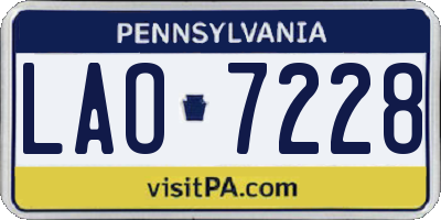 PA license plate LAO7228