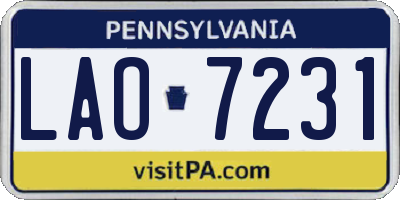PA license plate LAO7231