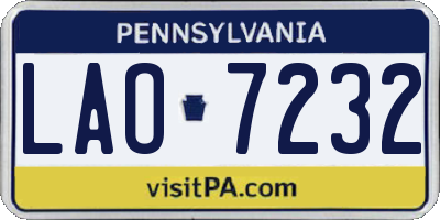 PA license plate LAO7232