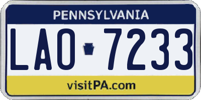 PA license plate LAO7233