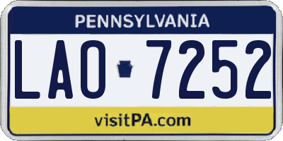 PA license plate LAO7252