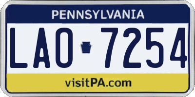 PA license plate LAO7254