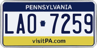 PA license plate LAO7259