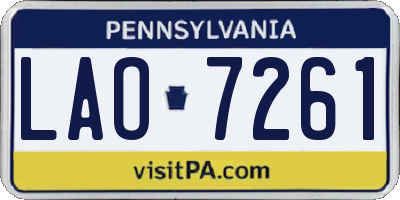 PA license plate LAO7261