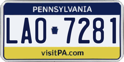 PA license plate LAO7281