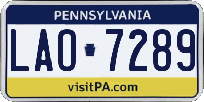 PA license plate LAO7289
