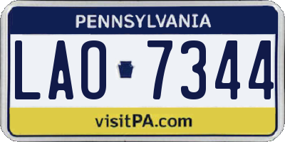 PA license plate LAO7344