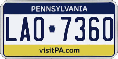 PA license plate LAO7360