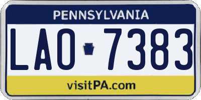 PA license plate LAO7383