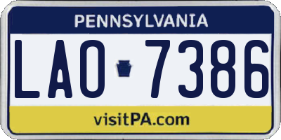 PA license plate LAO7386