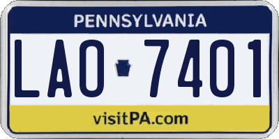 PA license plate LAO7401