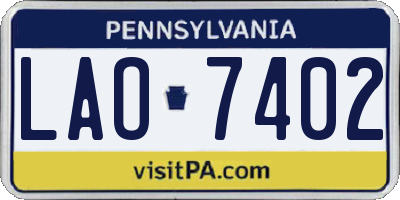 PA license plate LAO7402