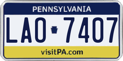 PA license plate LAO7407