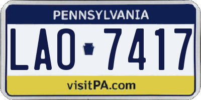 PA license plate LAO7417