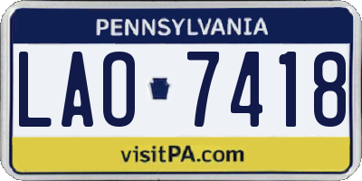 PA license plate LAO7418